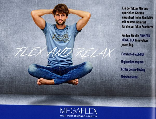 PIONEER Bermuda Jeans Shorts Finn MegaFlex Stretch mittelblau
