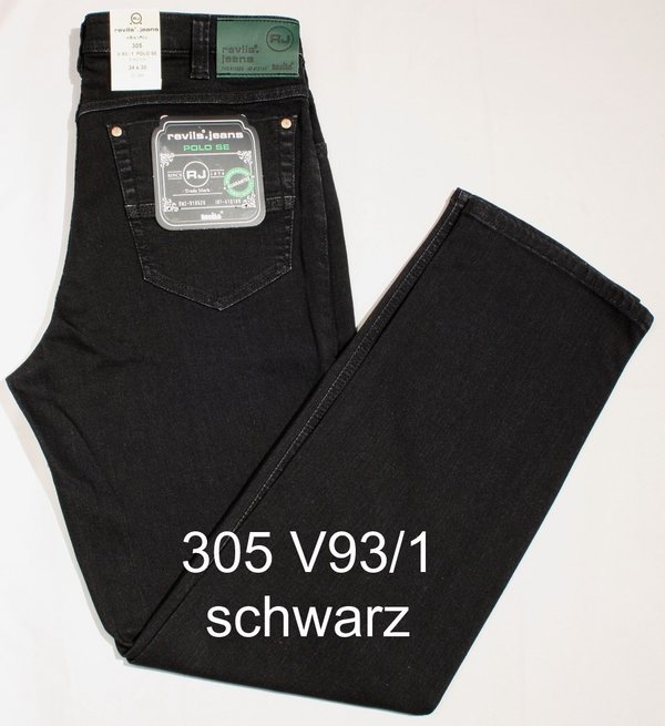 REVILS Jeans 305 V93/100 POLO SE Stretch schwarz W32 bis W40