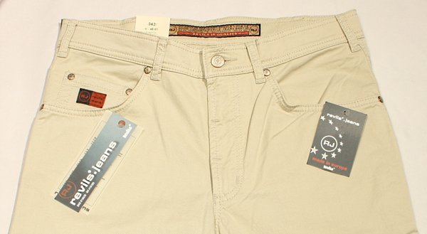 REVILS Jeans 342 V-4801 Stretch hellbeige leicht W60/L34