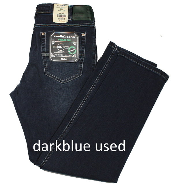 REVILS Jeans 305 0092-324 POLO SE SuperStretch darkblue used weisse Nähte W42 bis W44